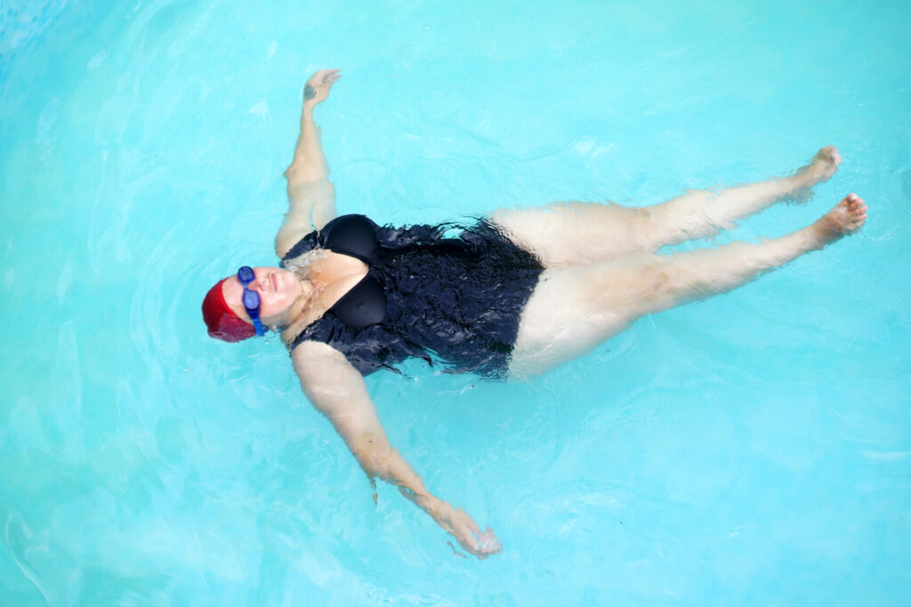 a woman in a swimming pool